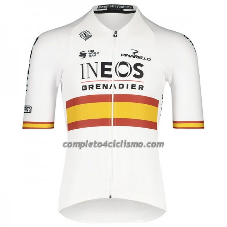 Maglia 2022 INEOS Grenadiers Campione Spagnolo Manica Corta Bianco